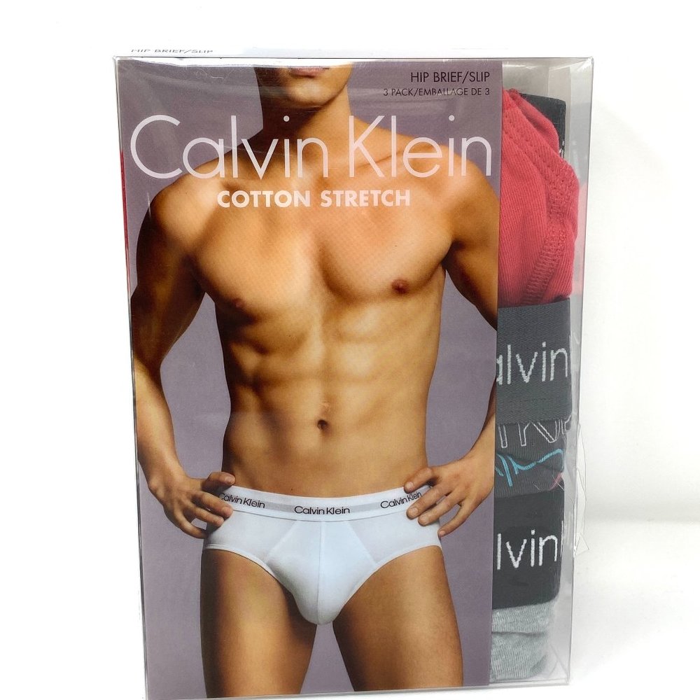 💖MEGA SALE💖 Calvin Klein Cotton 3 Pack Hip Brief Red Gray Men XL NP21660910 - Picture 2 of 8